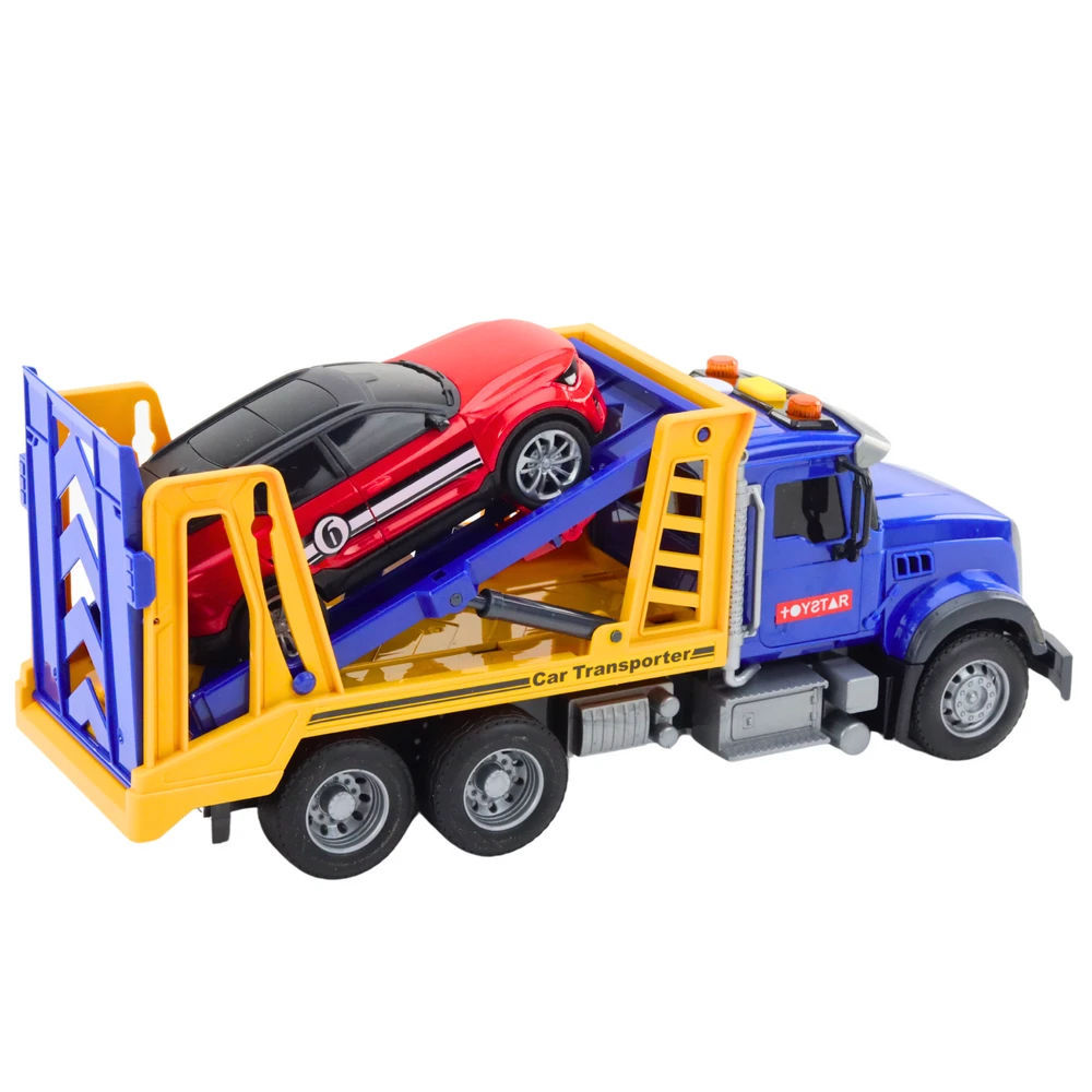 Lean Toys Didelis transporterio vilkikas su priekaba, šviesomis ir garsais