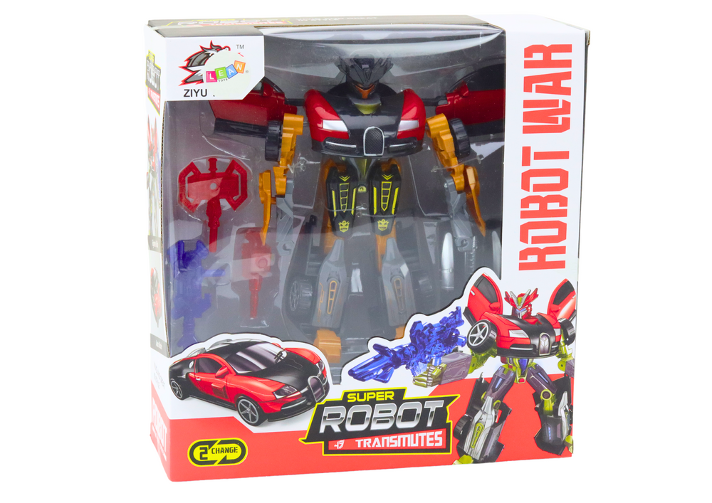 Lean Toys Raudonas žaislas 2in1 robotas-automobilis su ginklais
