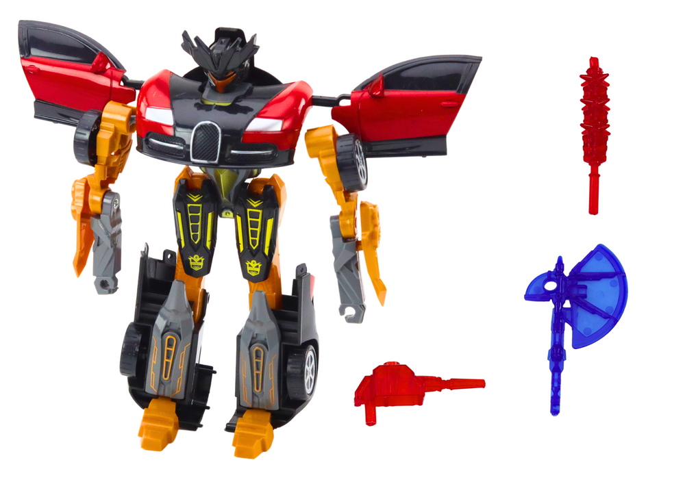 Lean Toys Raudonas žaislas 2in1 robotas-automobilis su ginklais