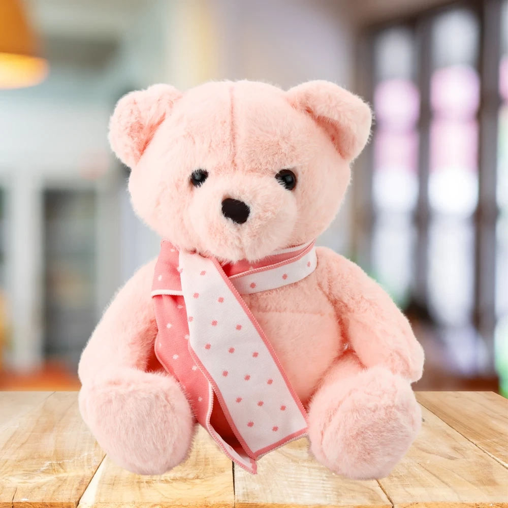 Lean Toys Pliušinis žaislas - rožinis meškiukas su šaliku, 35 cm