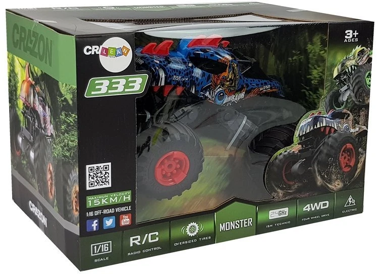 Lean Toys Nuotoliniu būdu valdomas visureigis „Dinozauras“ – Dideli ratai, 2.4G