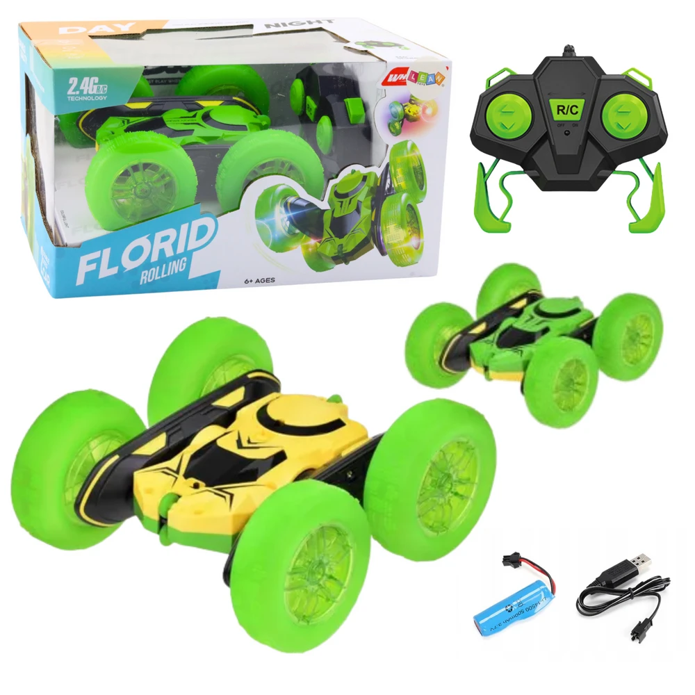 Lean Toys NUOTOLINIU BŪDU VALDOMAS 360° TRIUKŲ AUTOMOBILIS ŽALIAS