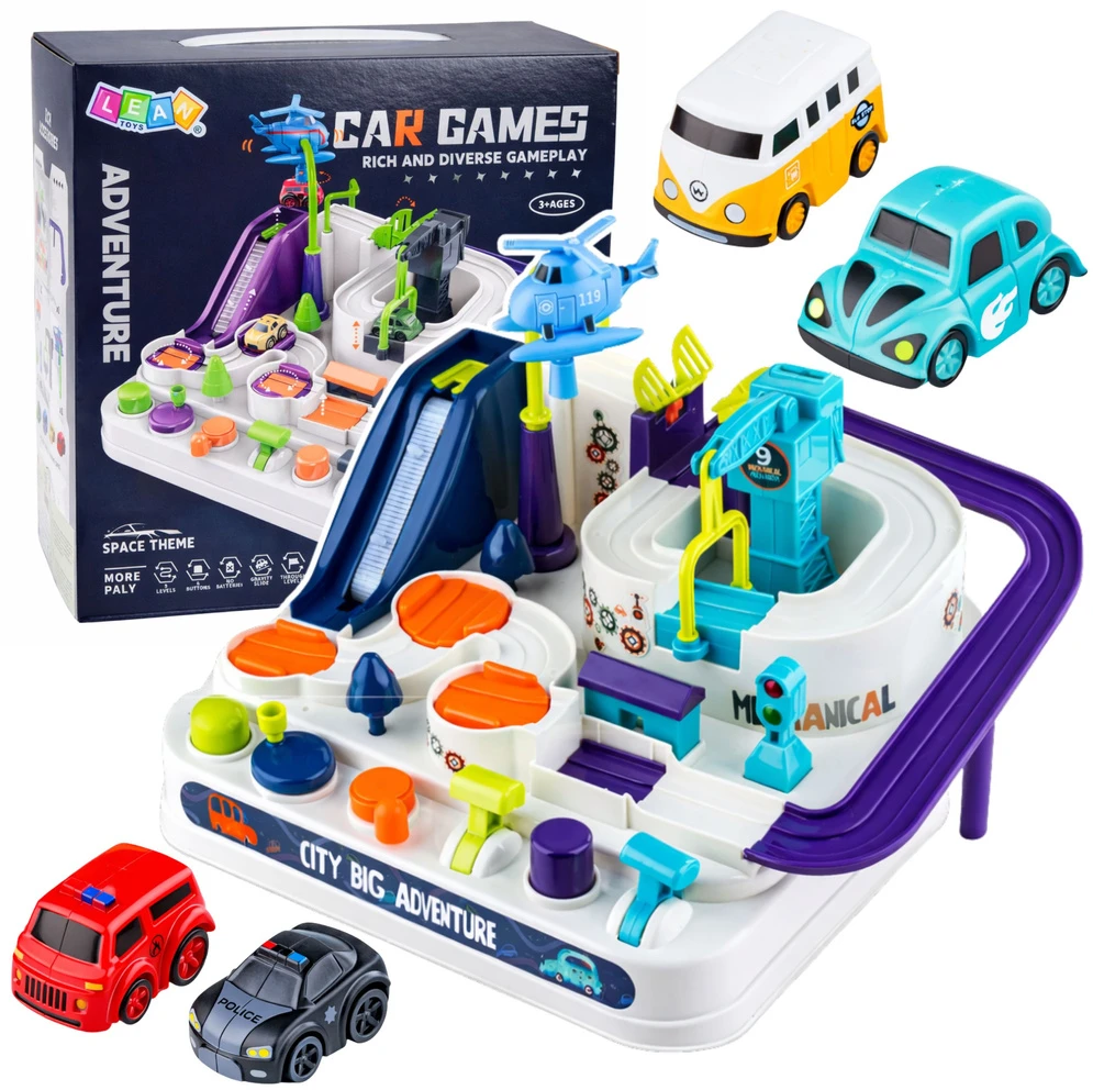 Lean Toys Automobilių kliūčių trasa 4 vnt.