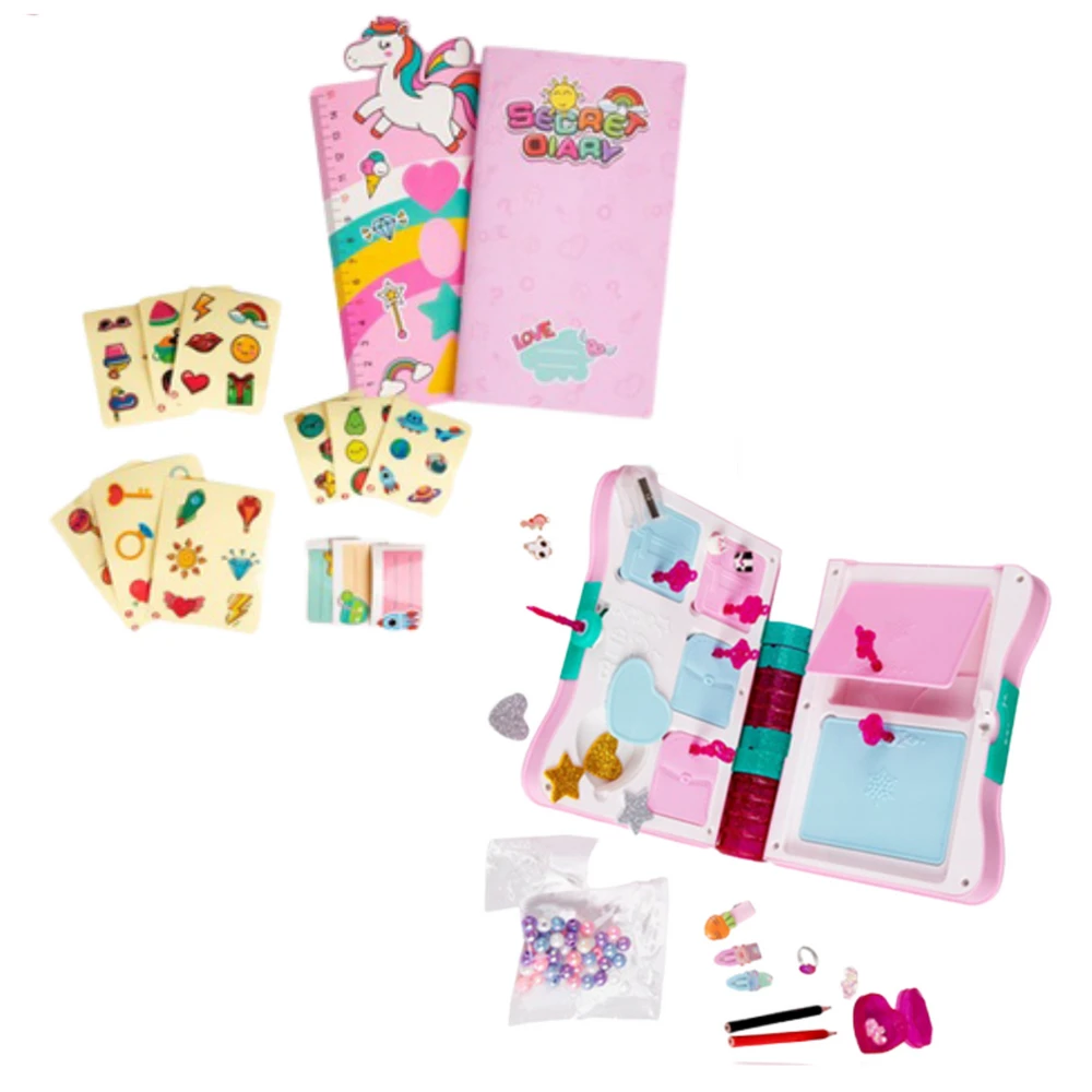 Lean Toys Slaptas dienoraštis su užraktu ir priedais, rožinis