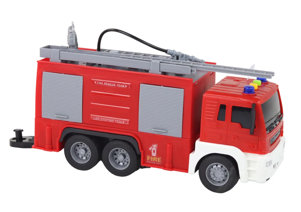 Lean Toys Gaisrinės mašina su priekaba 1:16 su šviesos ir garso efektais