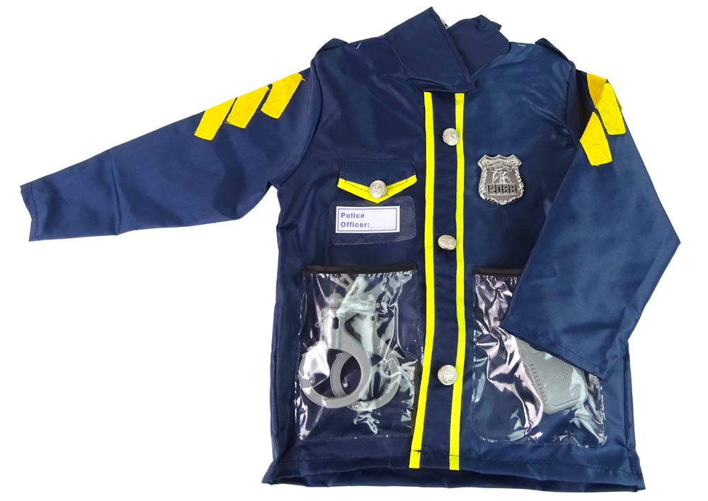 Lean Toys Policininko kostiumo aksesuarai, ženkleliai, karnavalas, 8 dalys