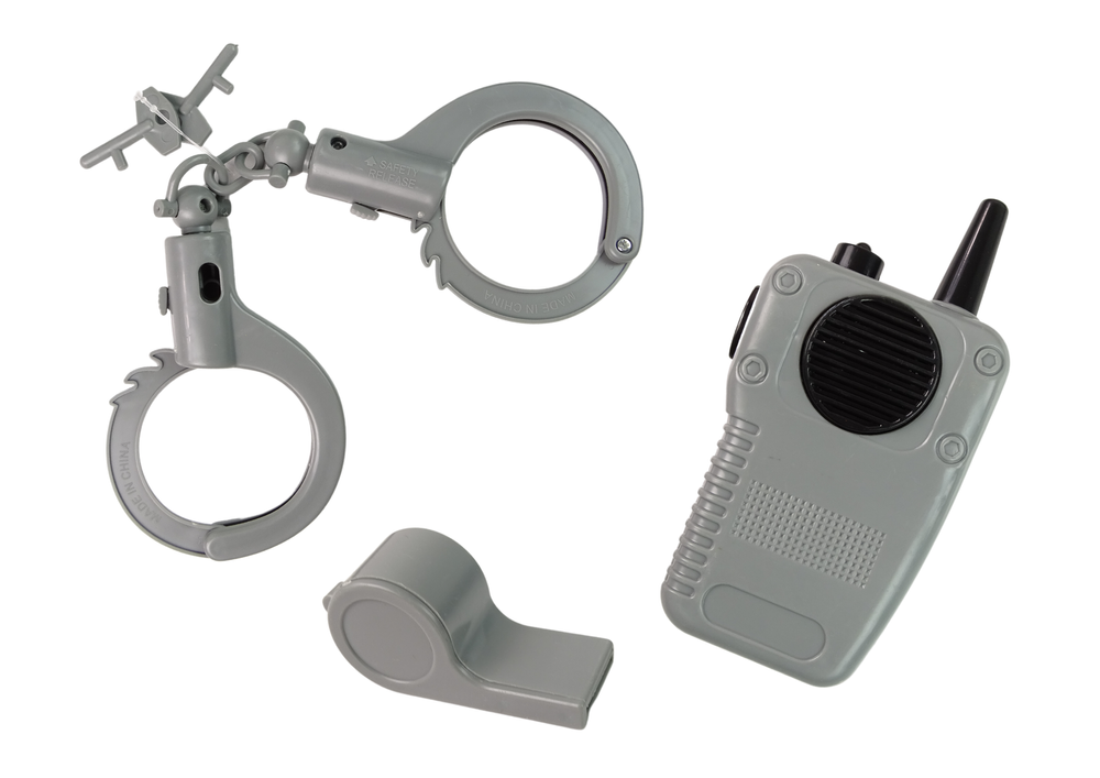 Lean Toys Policininko kostiumo aksesuarai, ženkleliai, karnavalas, 8 dalys