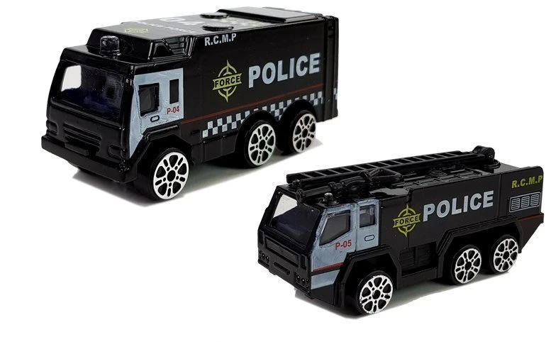 Lean Toys Sulankstomas policijos lėktuvas su automobiliais 1:64 su šviesomis ir garsu