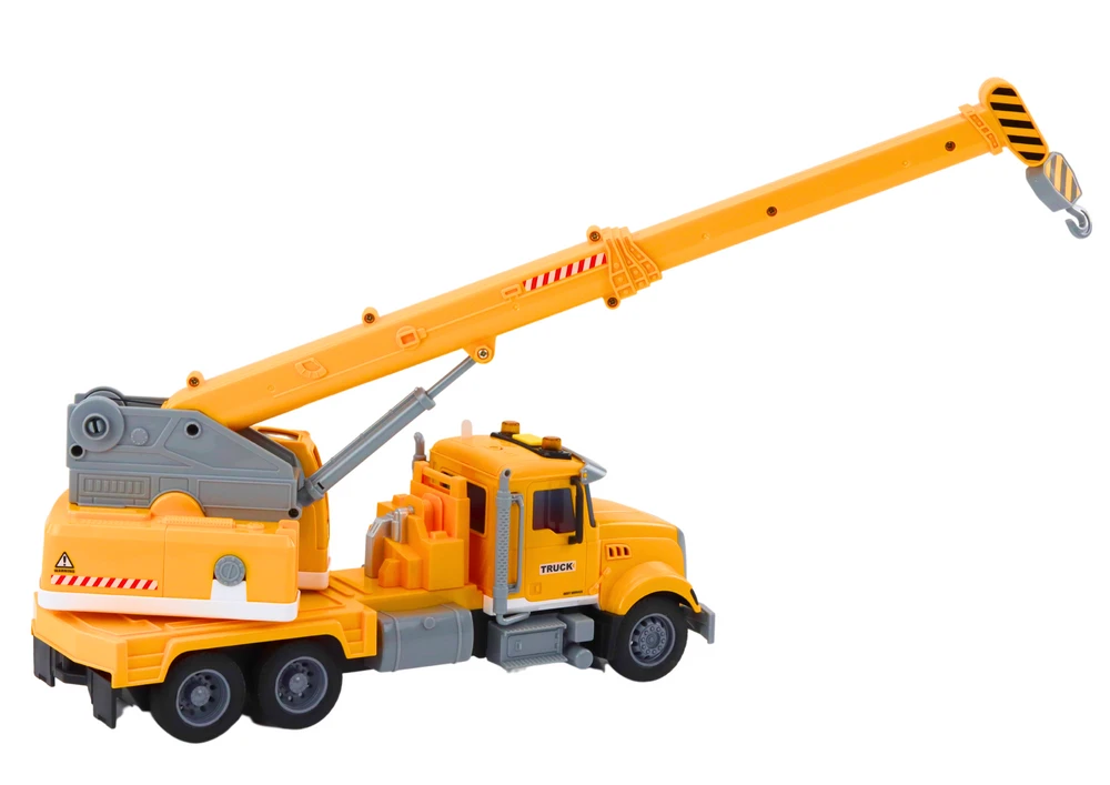 Lean Toys Geltonas sunkvežimis su kranu
