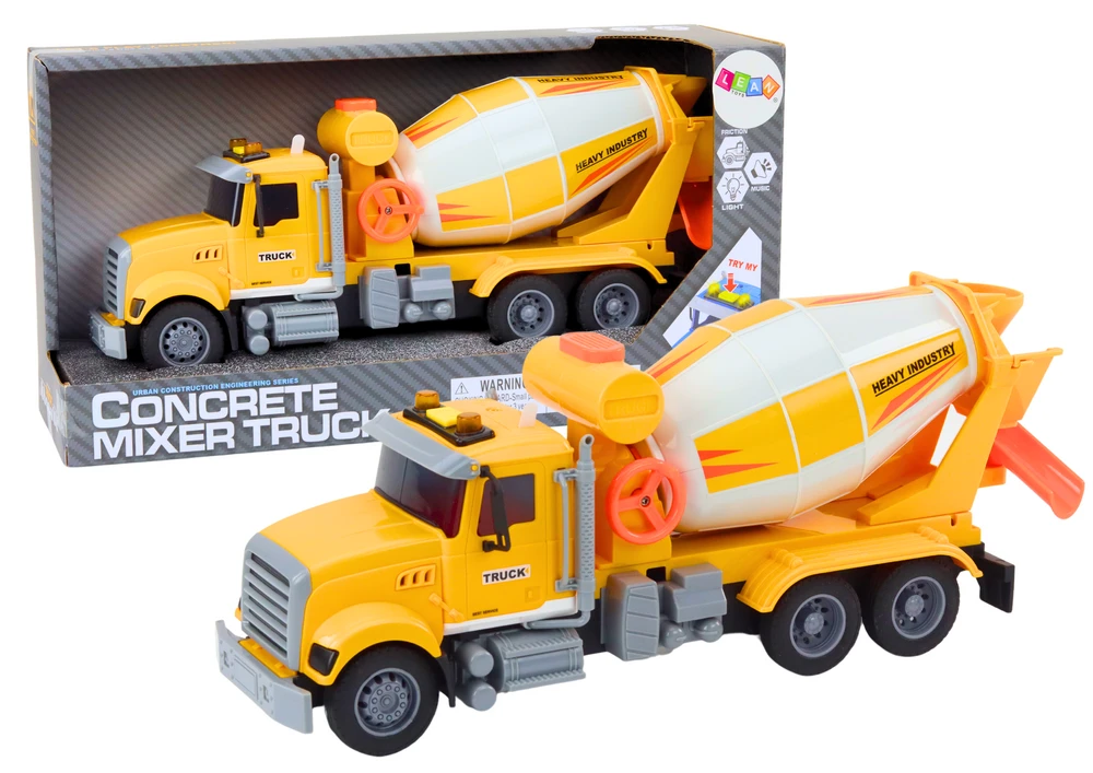 Lean Toys Geltonas betono maišytuvas su trinties pavara