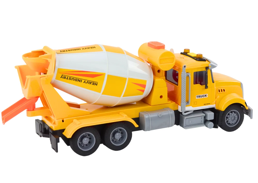 Lean Toys Geltonas betono maišytuvas su trinties pavara