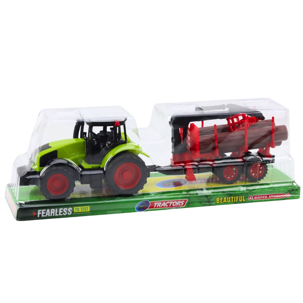 Lean Toys Traktorius su HDS priekaba medienos transportavimui