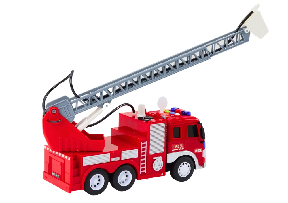 Lean Toys Gaisrinis automobilis su strėle 1:16, šviesos, garsai, vandens purkštuvas