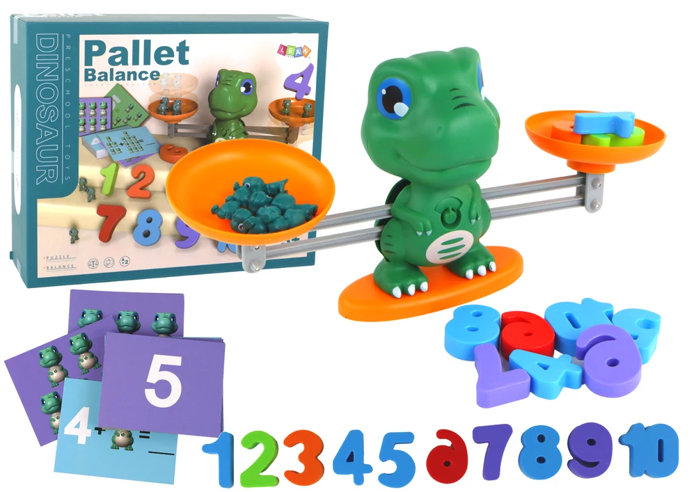 Lean Toys Matematinis Žaidimas Dinozauras su Svarstyklėmis