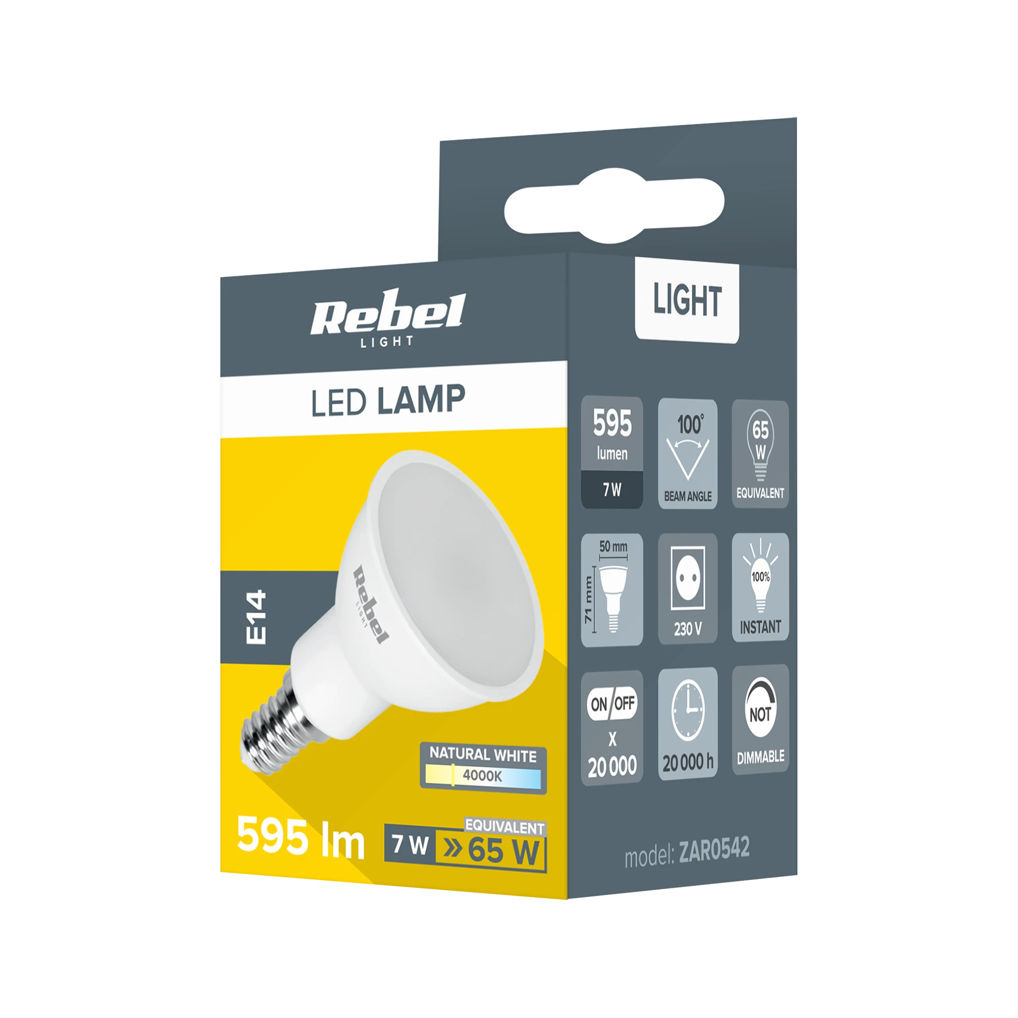 Rebel Led lempa 7W E14 4000K 230V