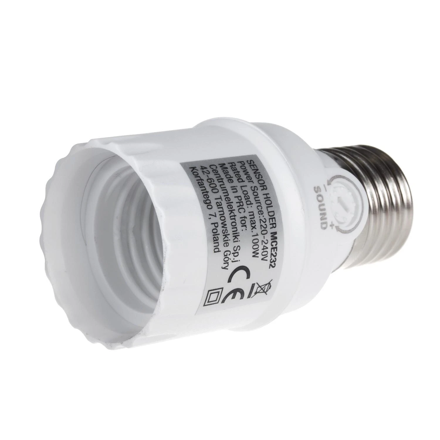 MACLEAN MCE232 Maclean MCE232 E27 lemputės laikiklis su max 100W garso jutikliu 30dB - 90dB diapazonas