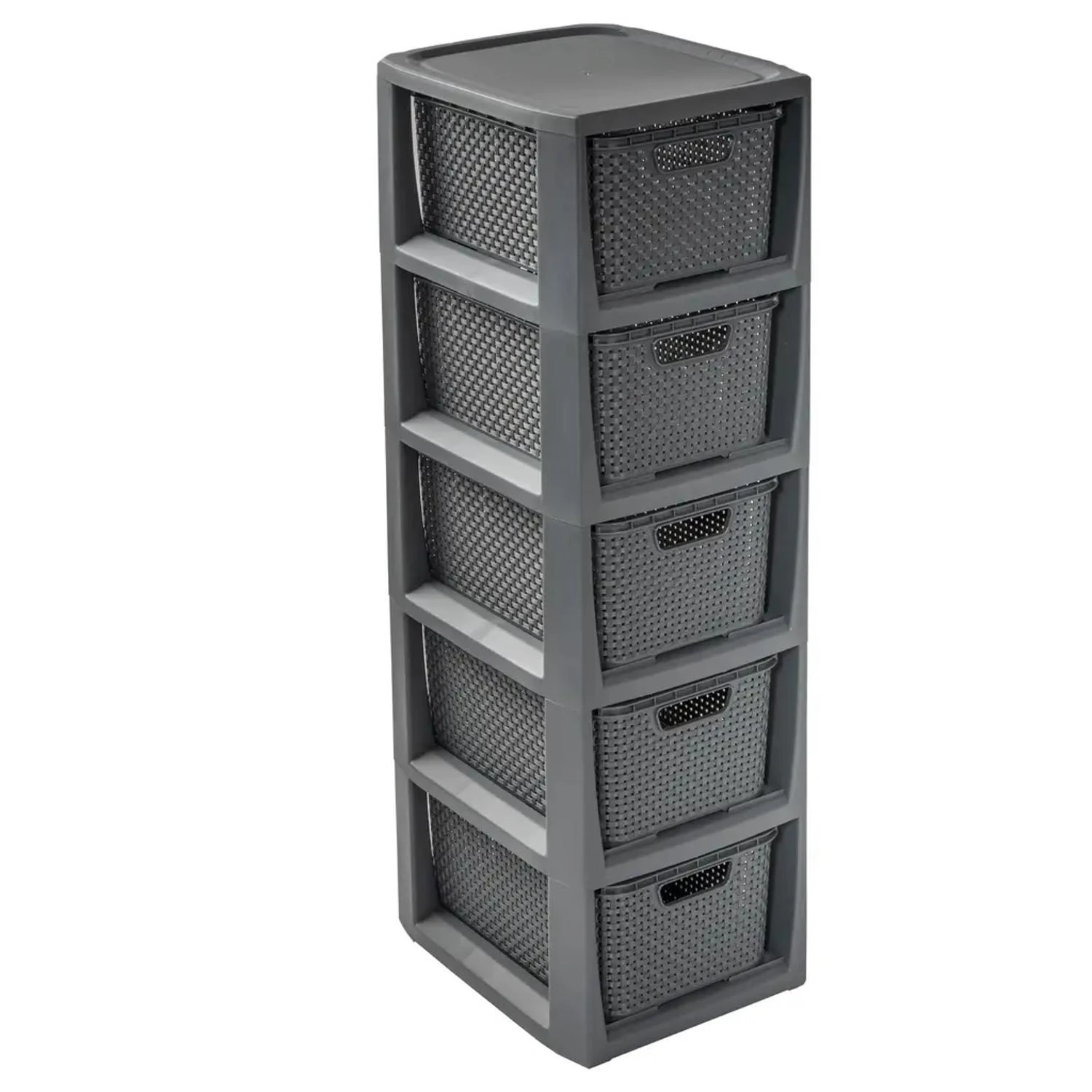 Branq daiktadėžių lentyna Rattan, 80 cm, antracito spalvos