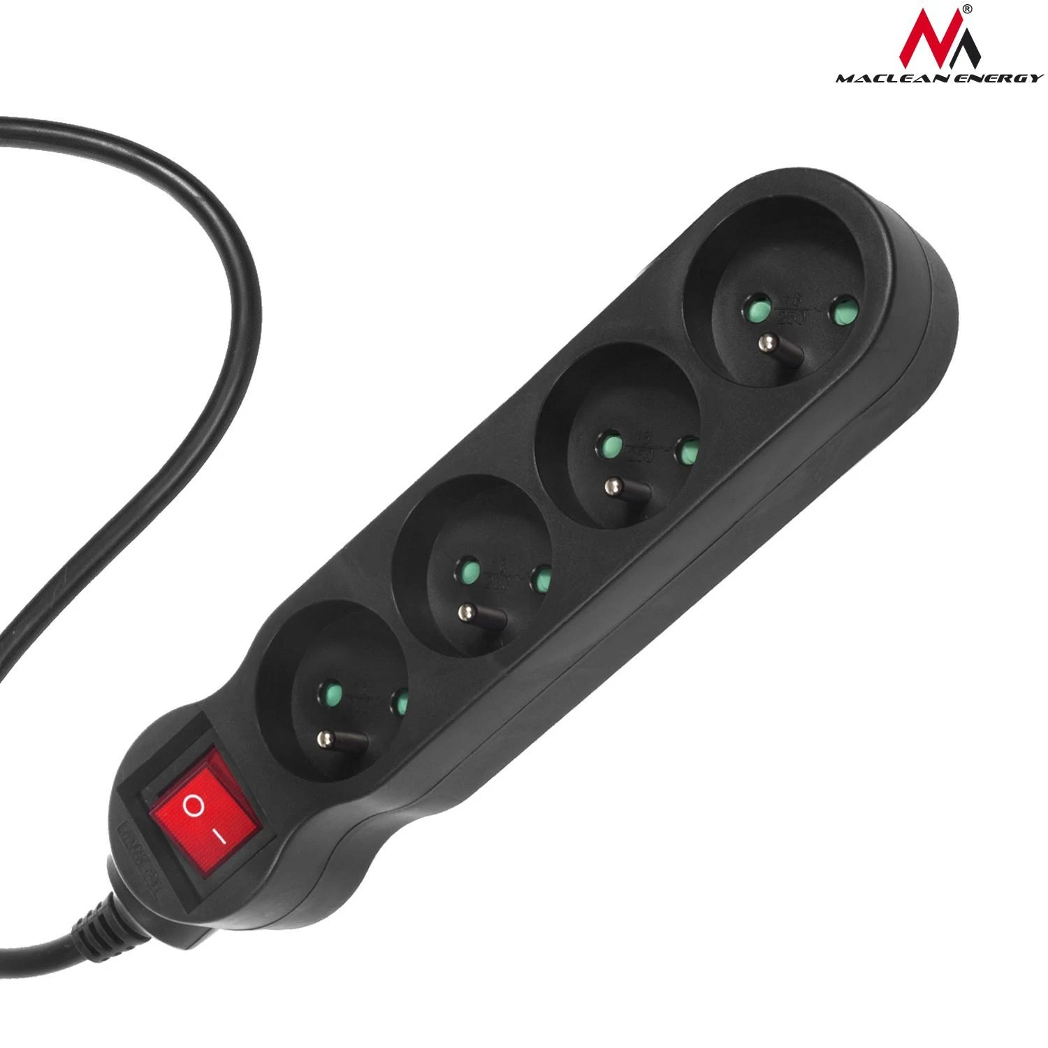 MACLEAN MCE181 Maclean MCE181 Power Strip 4 lizdas su jungikliu 3 m laidas