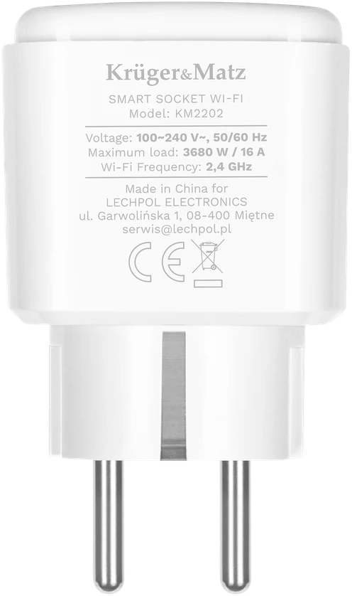Kruger & Matz Connect P4 baltas Tuya WiFi lizdas