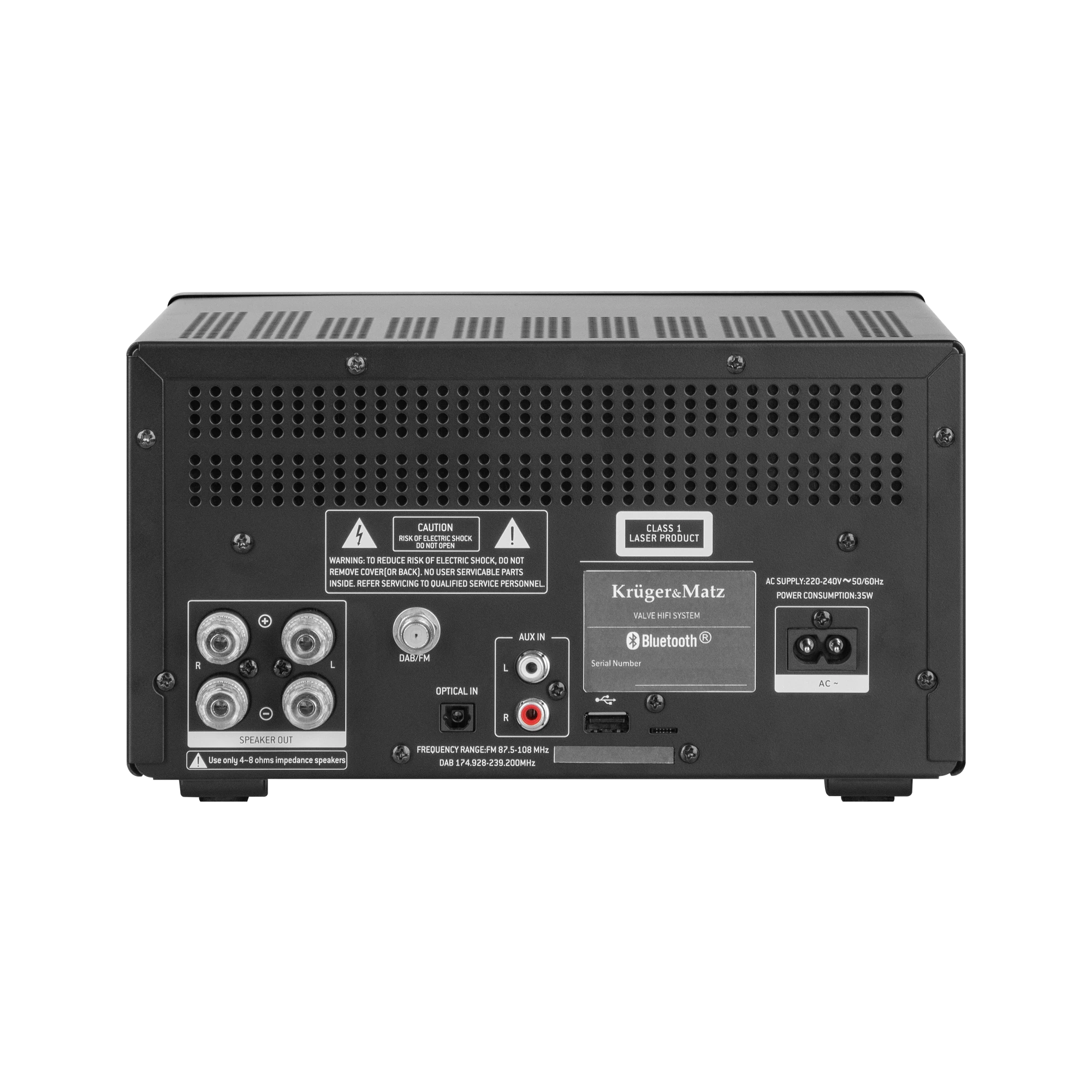 Kruger & Matz KM1995-A klasės A HiFi stiprintuvas - CD USB Bluetooth DAB+ skaitmeninis radijas FM