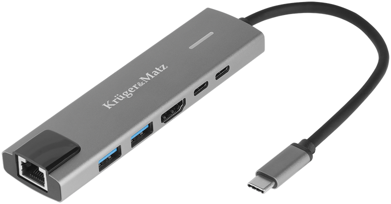 Kruger & Matz Šakotuvas HUB USB C HDMI 2x USB3.0 2x USB C RJ45