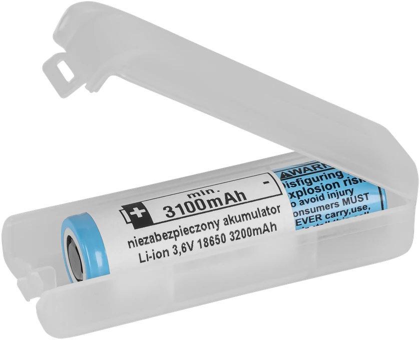 LG 18650 akumuliatorius apsauginiame dėkle