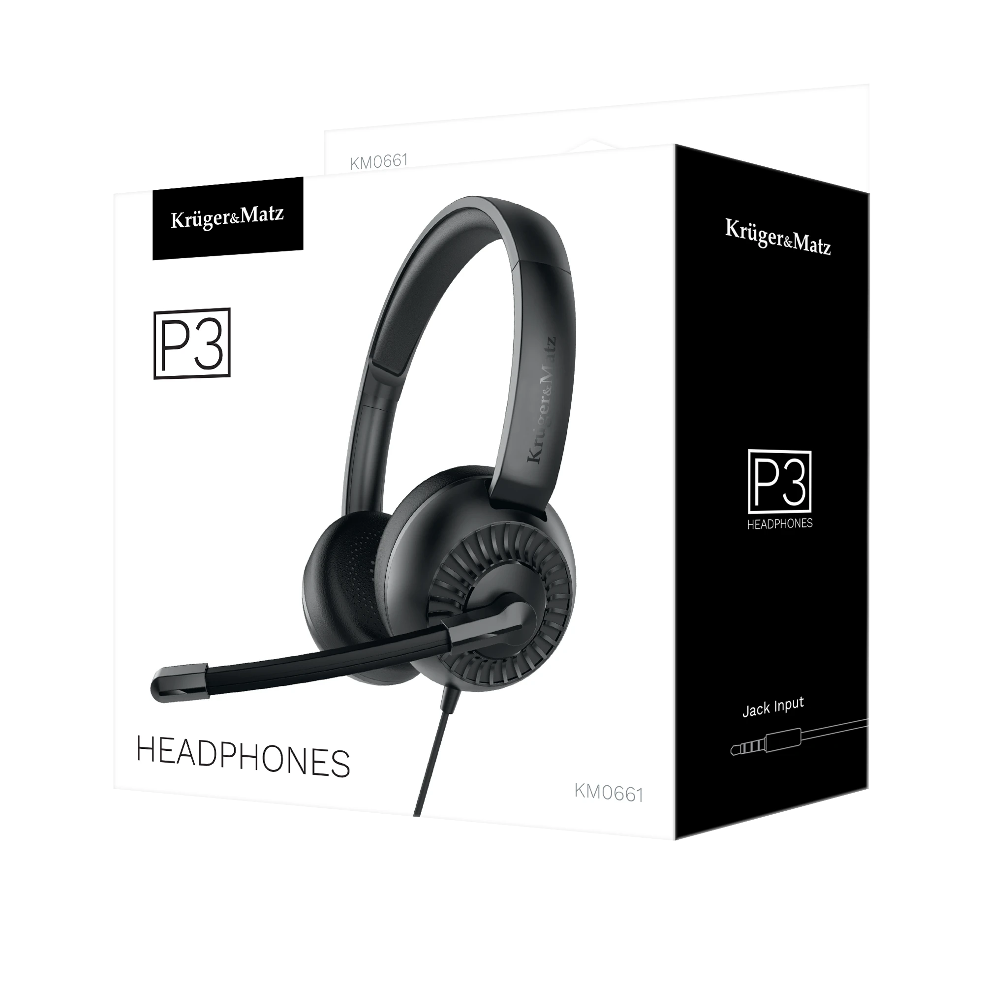 Ausinės su mikrofonu kompiuteriui 3.5mm AUX Kruger & Matz P3