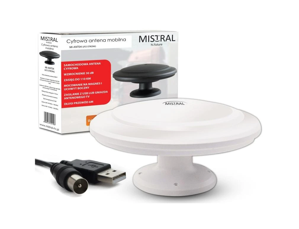 Balta Mistral TV antena su kabeliu