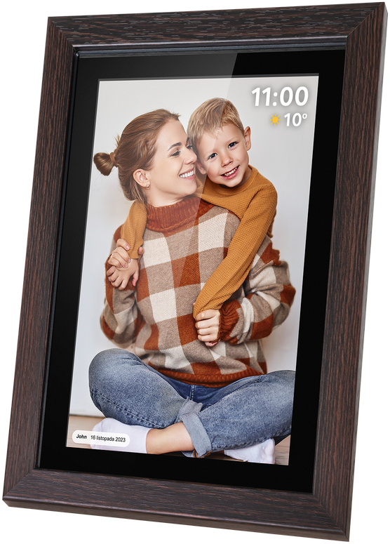 Projektorius Kruger & Matz skaitmeninis nuotraukų rėmelis FRAMEO Wi-Fi 10.1" medinis rėmelis