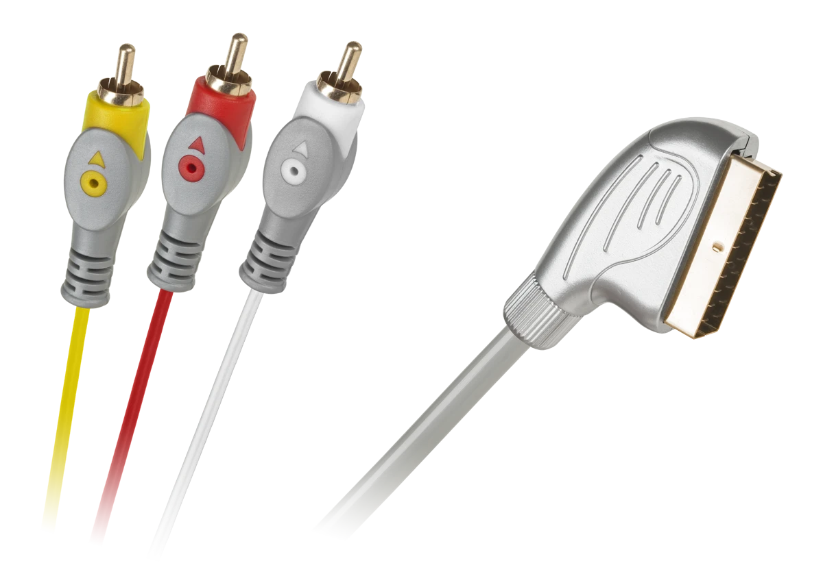 Euro-3RCA laidas su SCART ir RCA jungtimis