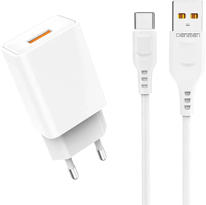 Denmen >>USB sieninis įkroviklis + USB C tipo laidas 2400 mA 12 W