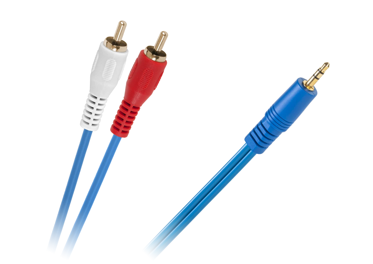 Garso kabelis 2xRCA į 3.5mm AUX mėlynas