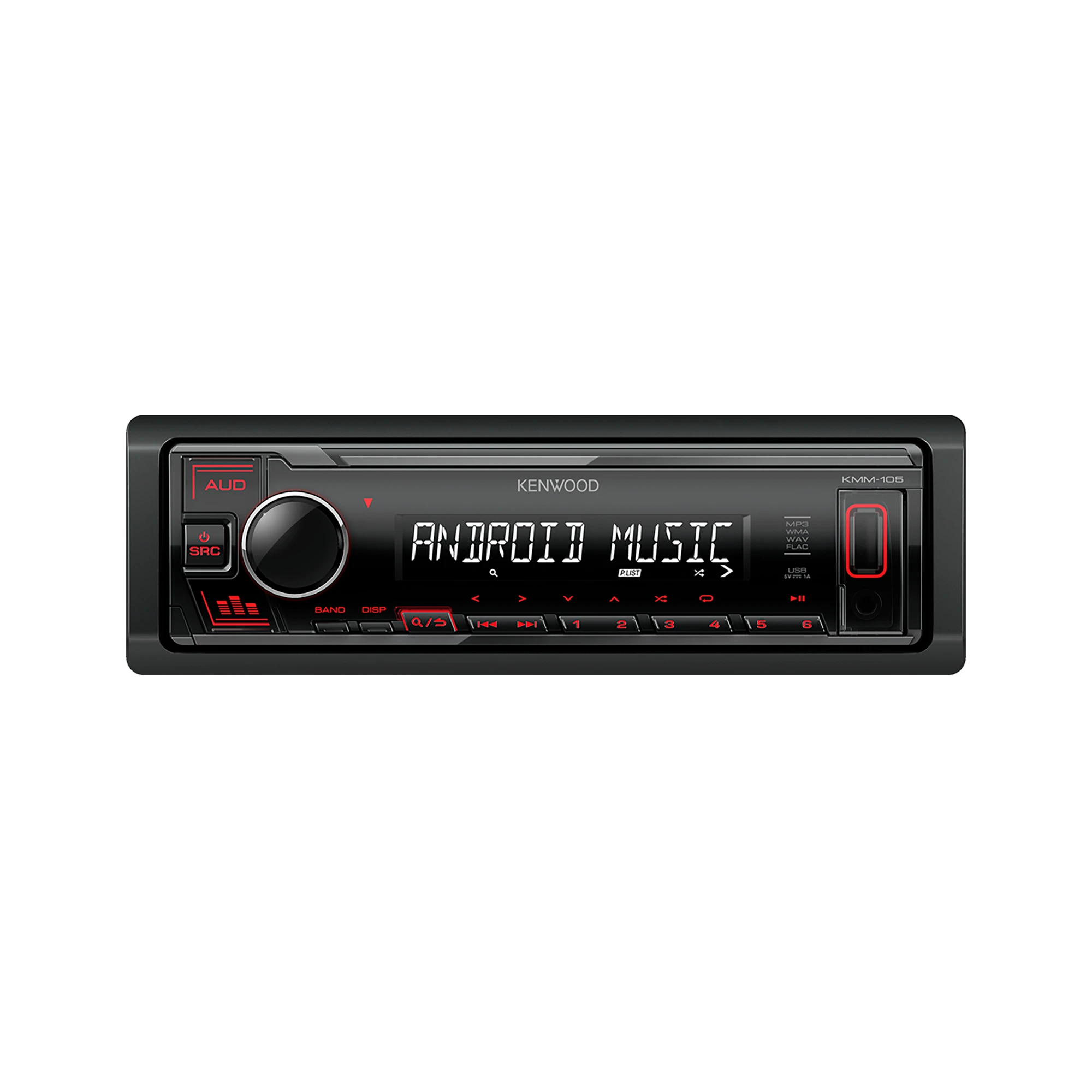 Kenwood KMM-105RY automagnetola su raudonu LED apšvietimu