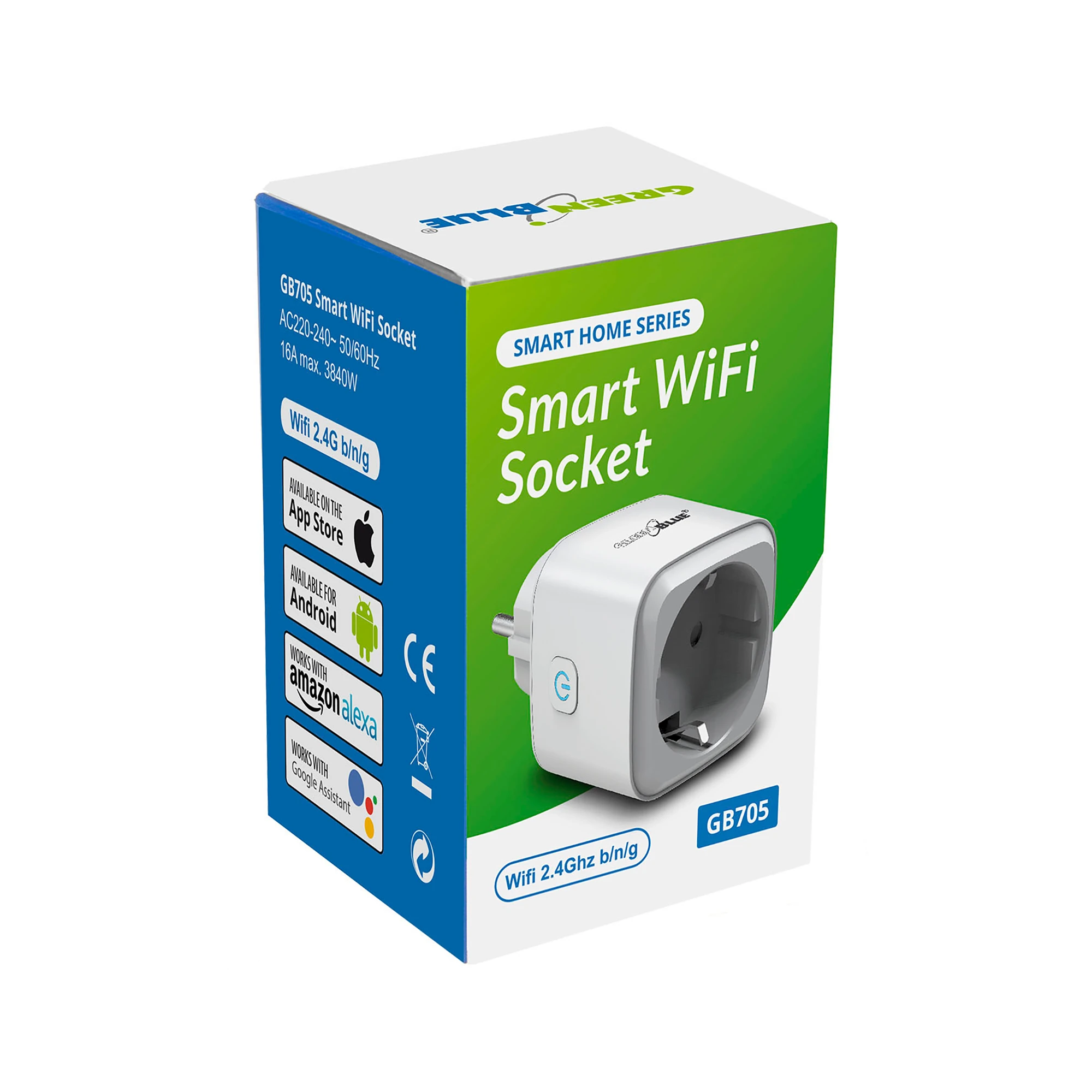 Nuotoliniu būdu valdomas WiFi lizdas Android iOS Alexa Google Home laikmatis GreenBlue GB705 max 3840W