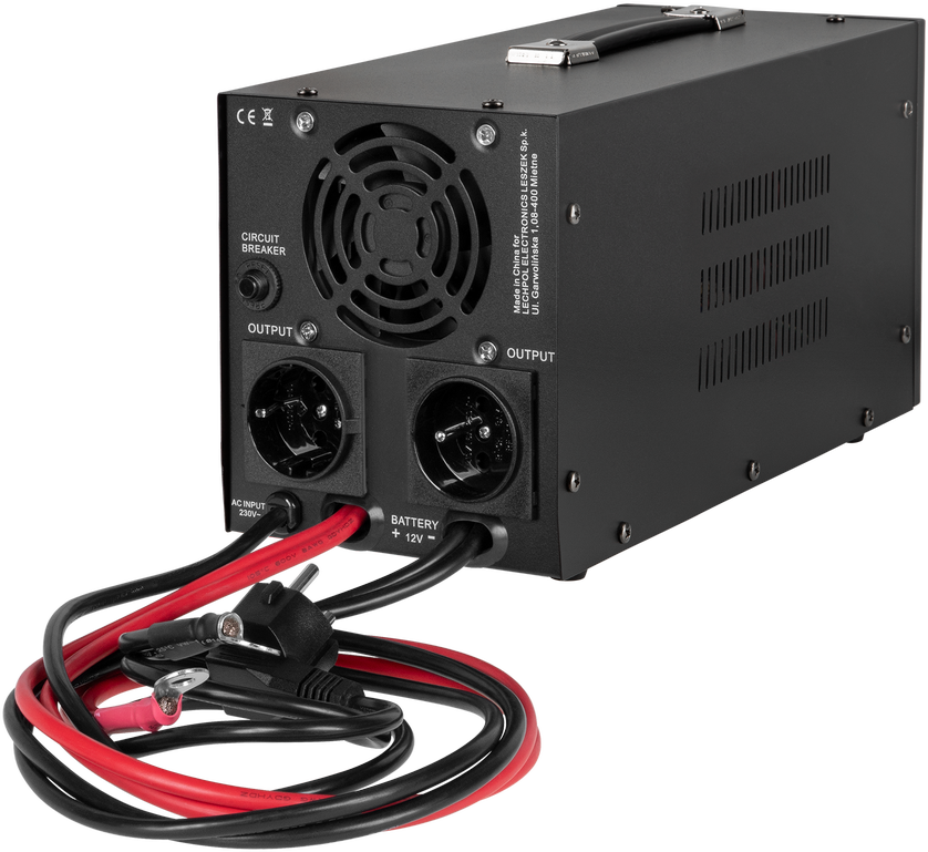 Rebel POWER-1000-LFP4 avarinis maitinimo šaltinis – keitiklis su gryna sinusine banga ir įkrovimo funkcija 12V 230V 1000VA 700W