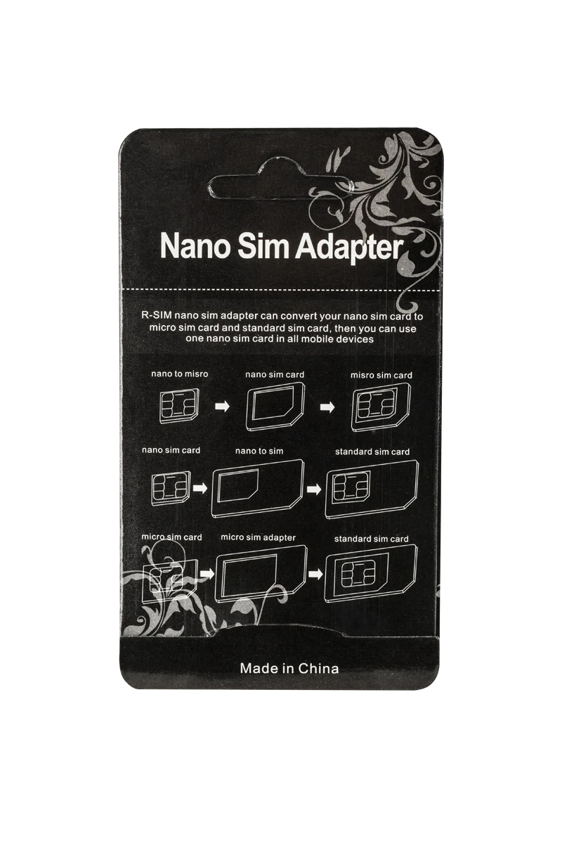 Nano SIM adapterio instrukcijos pakuotė