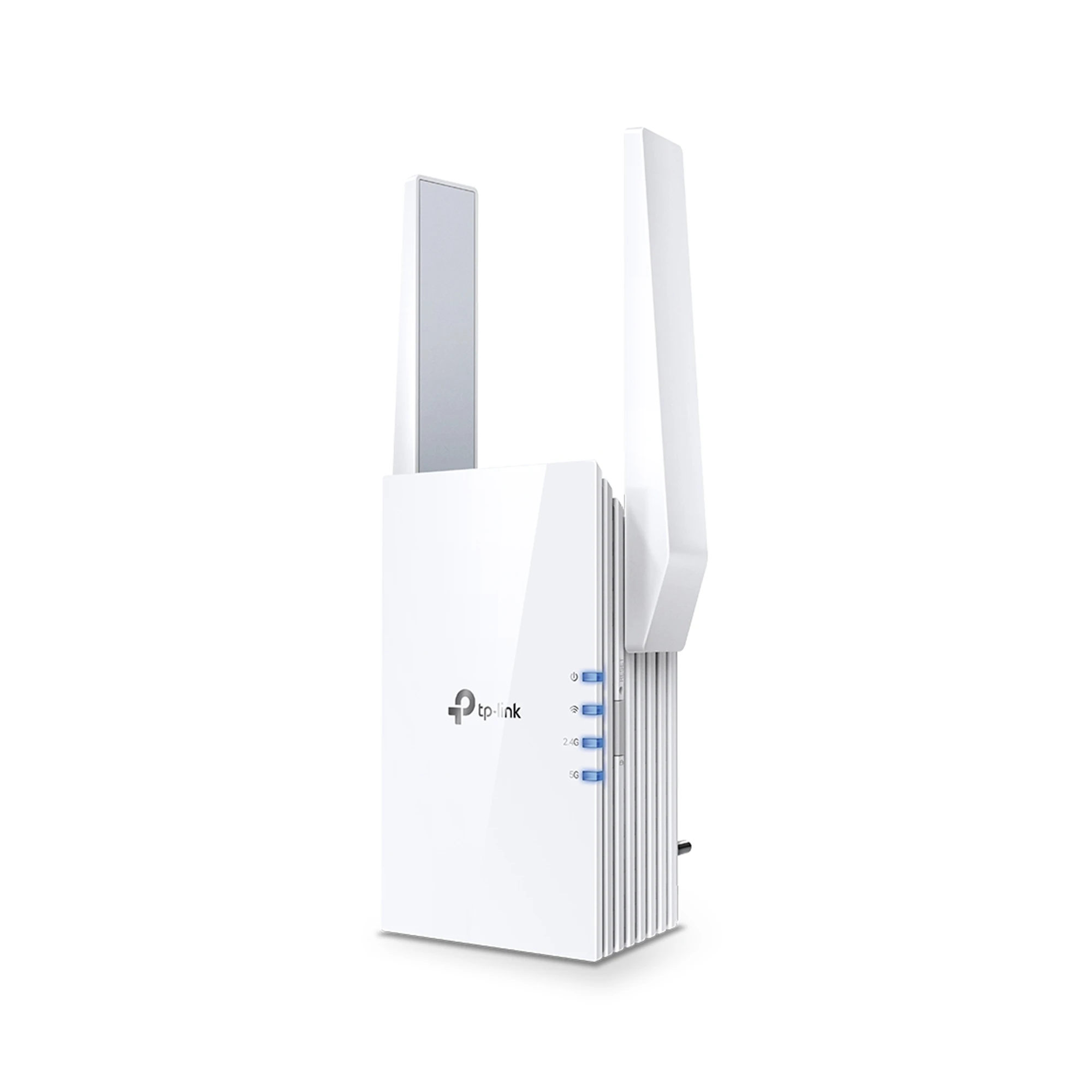 TP-LINK AX1500 „Wi-Fi 6“ diapazono plėtiklis „Broadcom 1.5GHz“ trijų branduolių procesorius, 2 išorinės antenos, jungiamas prie sienos.