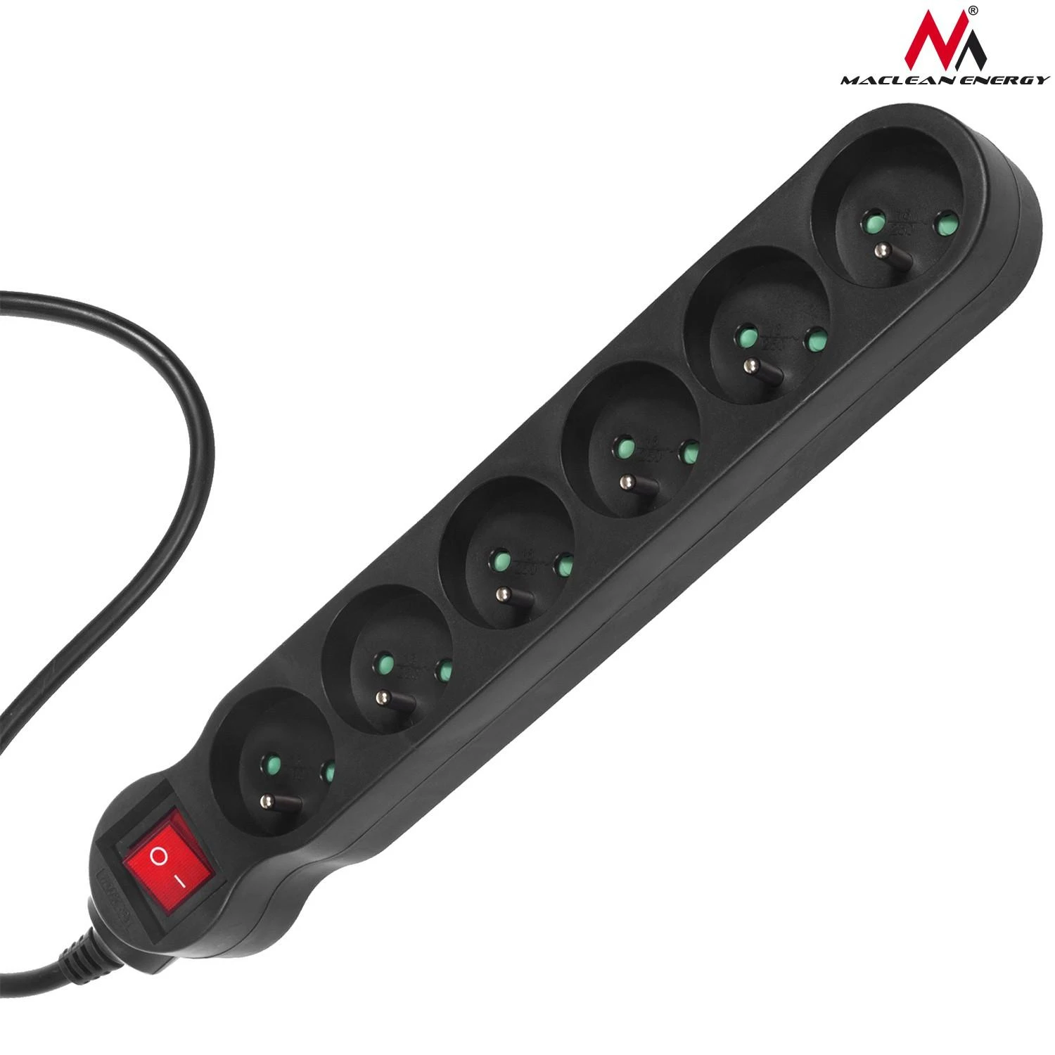 MACLEAN MCE225 Maclean MCE225 Maitinimo juostos prailginimo laidas 6 lizdai su juodu 1,5 m nuo 2300W