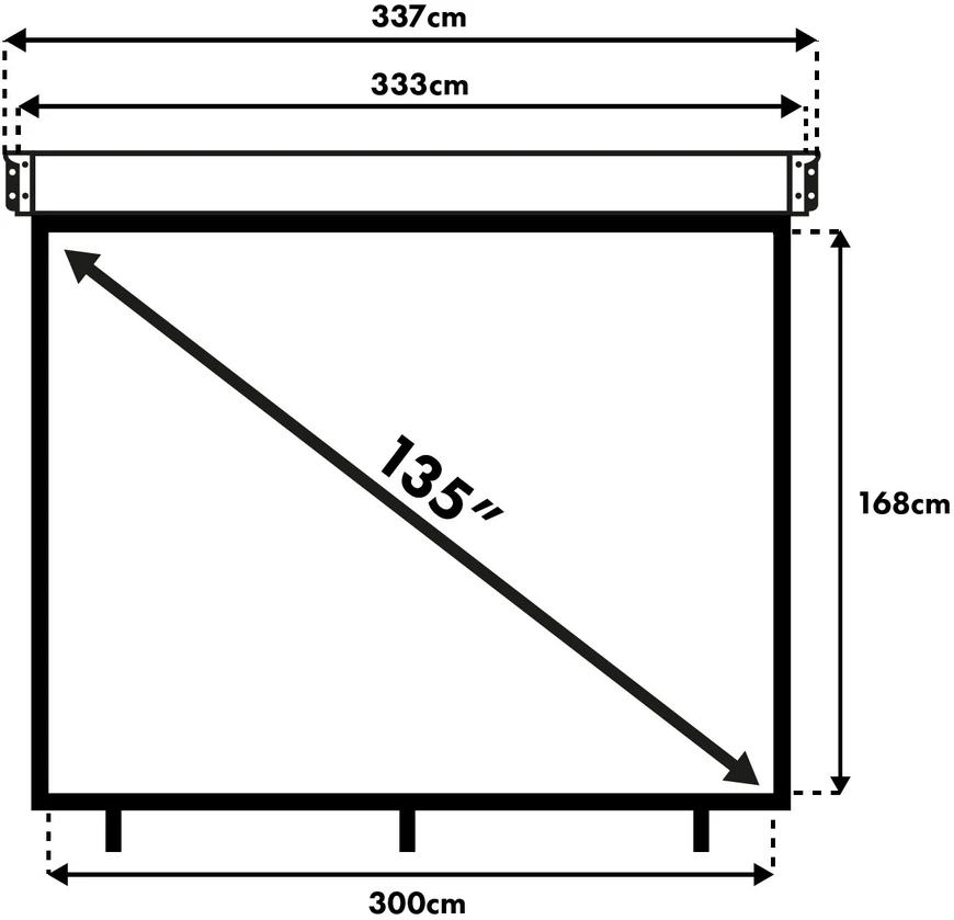 Maclean projekcinis ekranas, elektrinis, sieninis ir nuotolinio valdymo pultas, 135 col., 300x168cm, 16:9, MC-561
