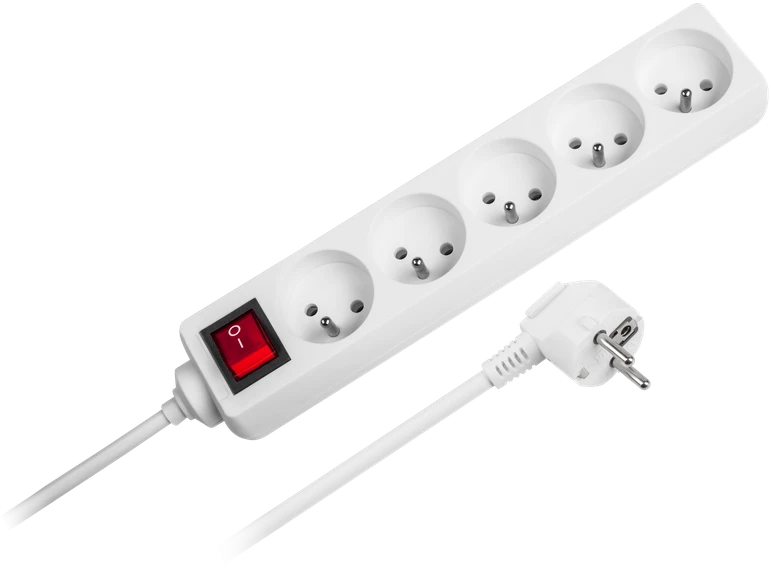 Rebel elektros tinklo ilgintuvas 5 lizdai su jungikliu 3m - 1.5mm
