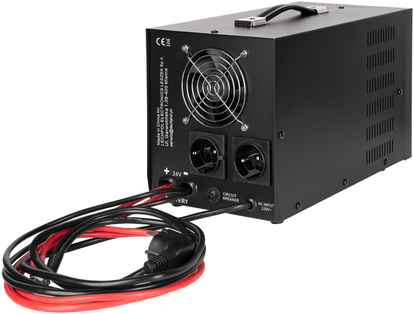 Maitinimo šaltinis avariniam režimui KEMOT PROsinus-2600/24-LFP4 inverteris su gryna sinusoidės signalu ir įkrovimo funkcija 24V 230V 2600VA/1800W