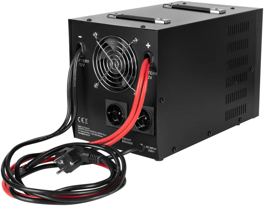 Maitinimo šaltinis awaryjny Rebel POWER-2200-LFP4 - przetwornica su czystym przebiegiem sinusoidalnym i funkcją ładowania 12V 230V 2200VA/1600W
