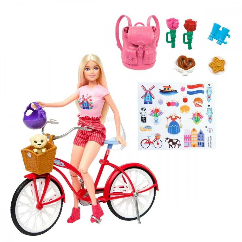 Mattel BARBIE lėlės ir dviračio rinkinys (HWJ00)