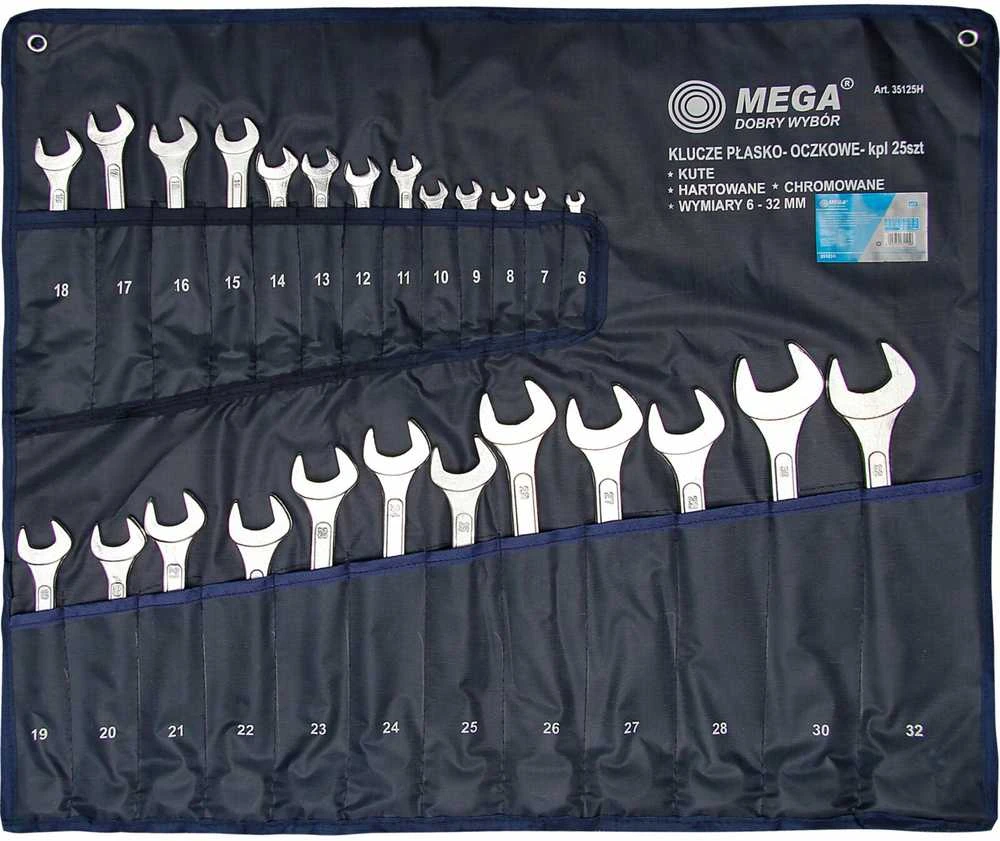 Mega Klucz Kombinuotų raktų rinkinys, 25 vnt., 6–32 mm, dėkle