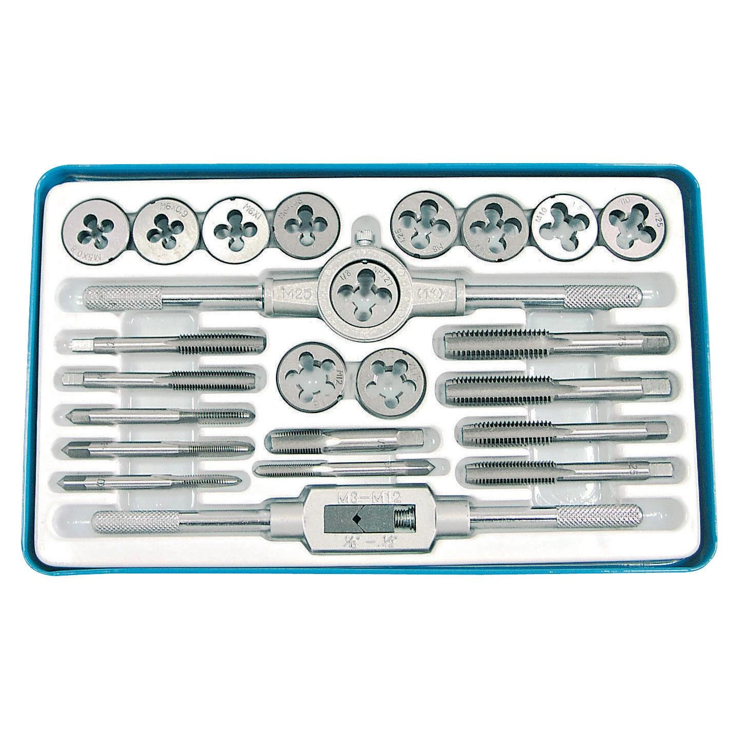 Mega Sriegiklių ir sriegpjovių rinkinys, 5-12mm, 24 dalys