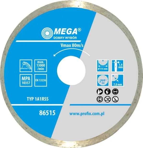 Mega Tarcza Pilnas deimantinis diskas (medžiaga) 115 * 1,9 * 5,0 * 22,2