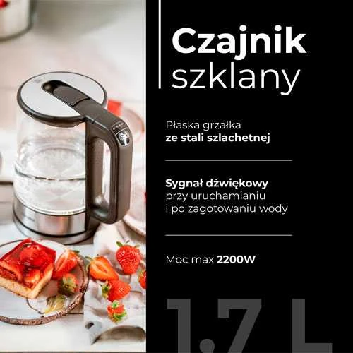 Mesko MS 1301 juodas Virdulys stiklinis 1,7 l su regulacją temp.