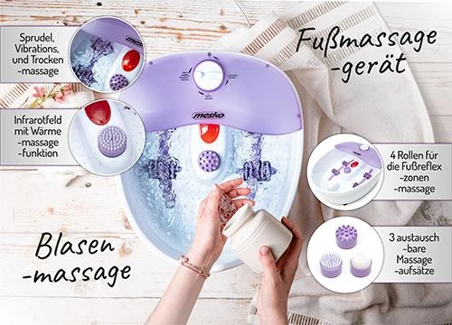 Masažinė kojų vonelė Mesko MS 2152, Baltos/Violetinės spalvos