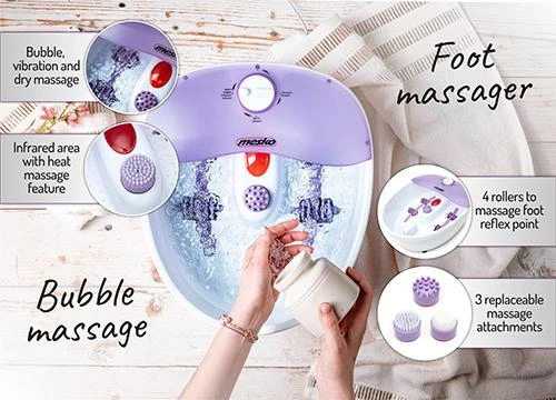 Masažinė kojų vonelė Mesko MS 2152, Baltos/Violetinės spalvos