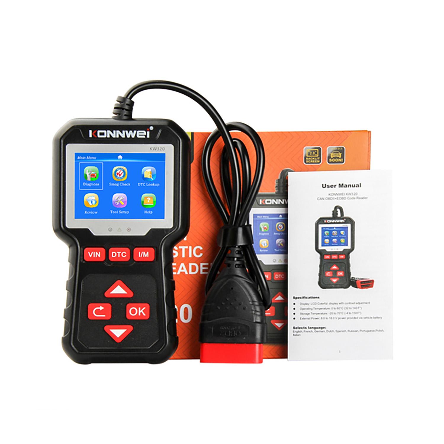 Miernik Diagnostinis matuoklis, OBD2 skaitytuvas Konnwei KW320